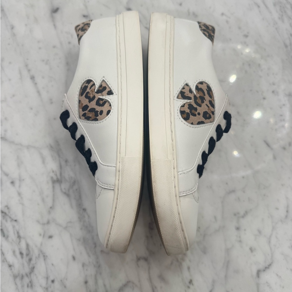 kate spade Leather White Cheetah Sneakers Black Size 7 - Picture 2 of 7